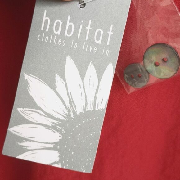 Habitat Button Down Top Lagenlook Asymmetric Casual Relaxed Fiery Red - Picture 6 of 7